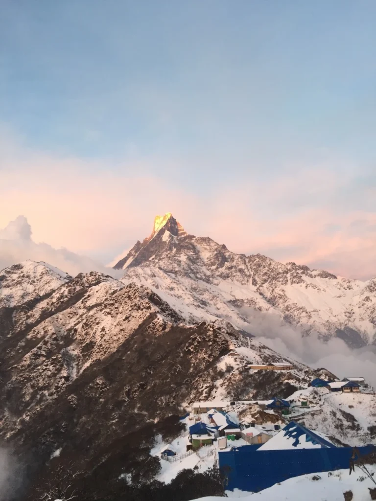 view of mardi himal in snow time