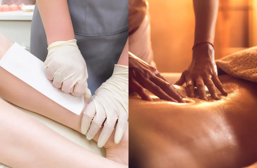 Waxing and massage service at the same time at a same place