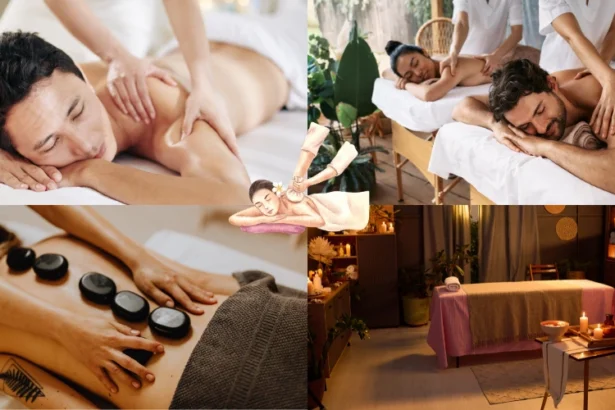 A group of people enjoying massage at a spa